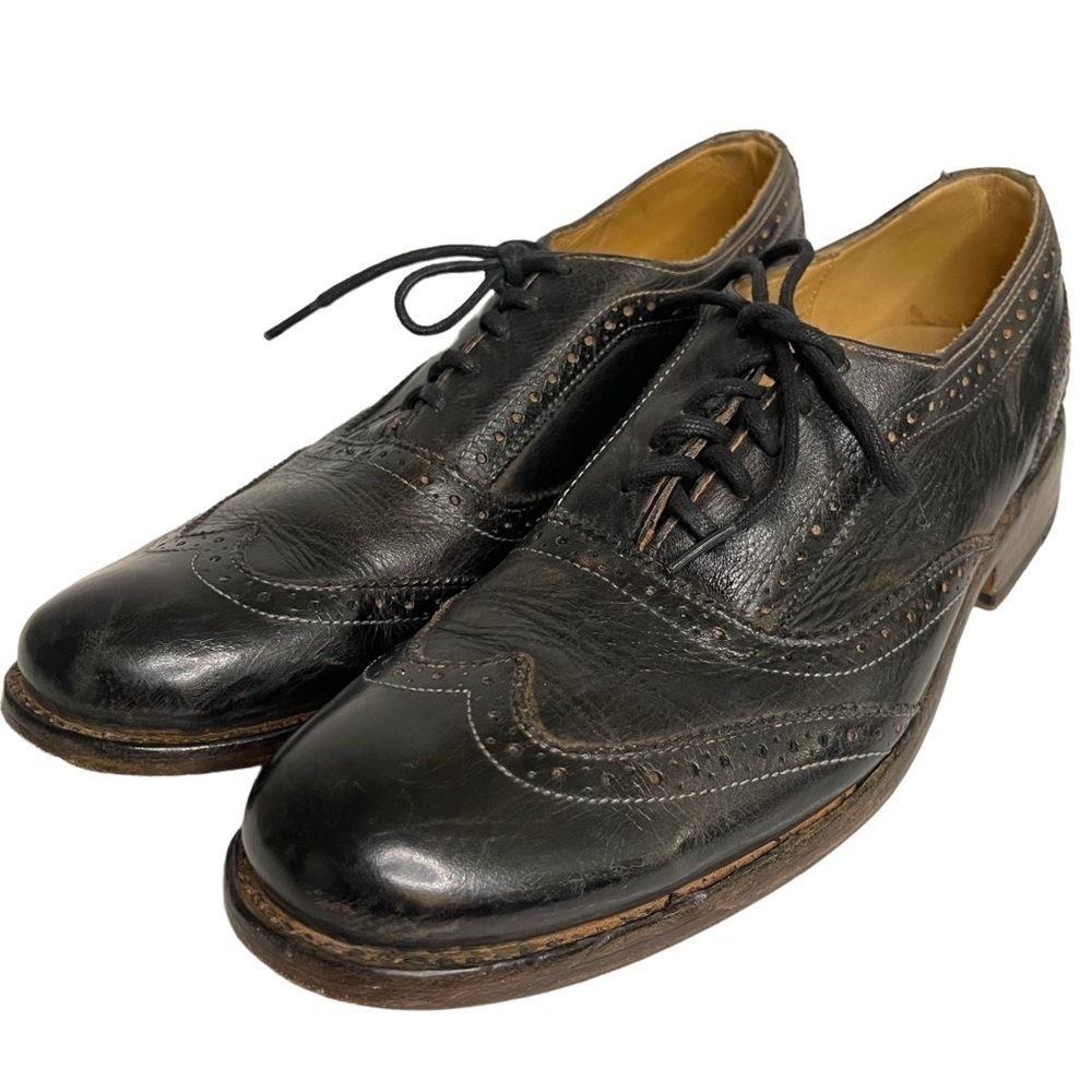 BED STU Black Classic Western Bench Made Leather Oxford Shoes Size Men's 9